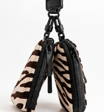 Zebra Striped Dual Pouch Wristlet