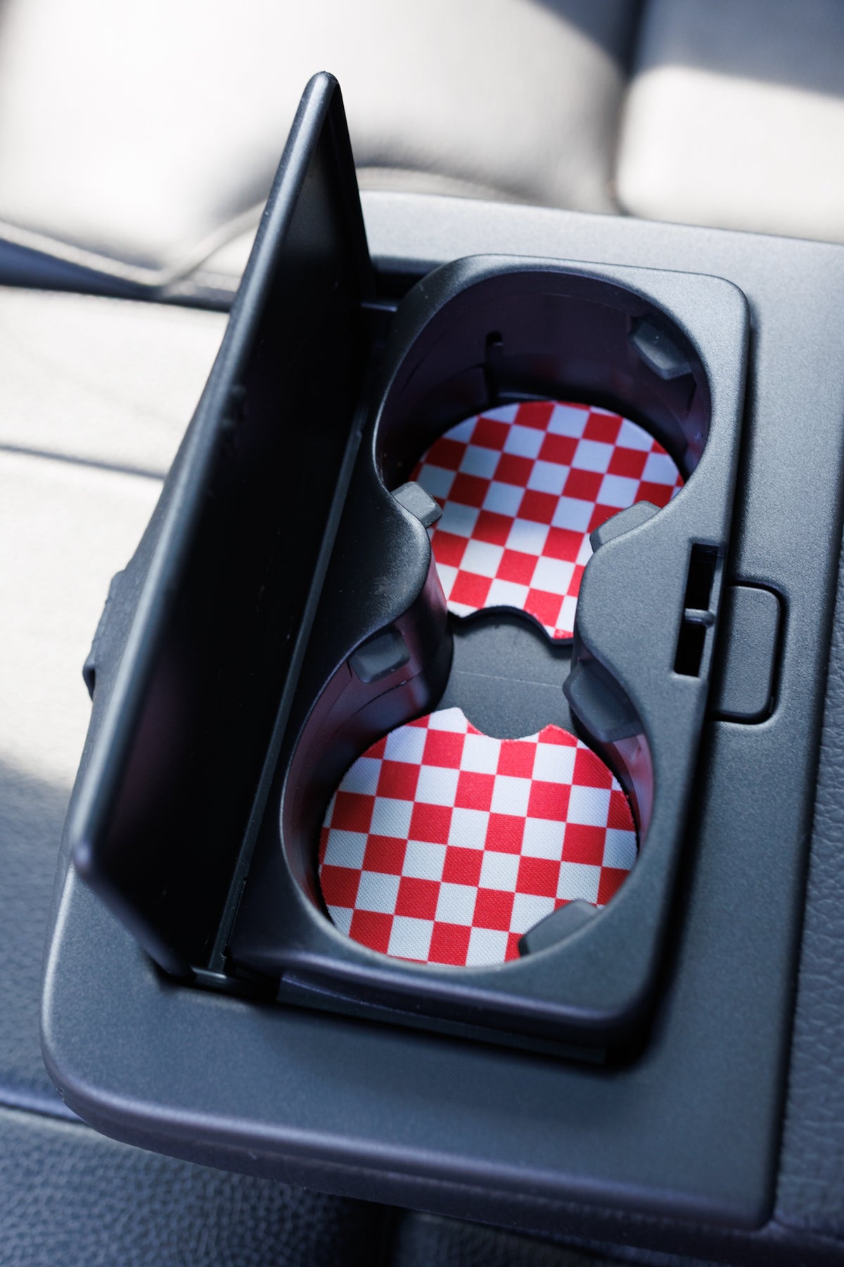 Red &amp; White Checkerboard Car Coasters 2-Pack