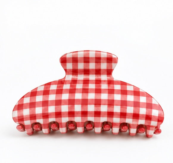 Red Gingham Claw Clip
