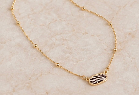 Gold Zebra Striped Necklace