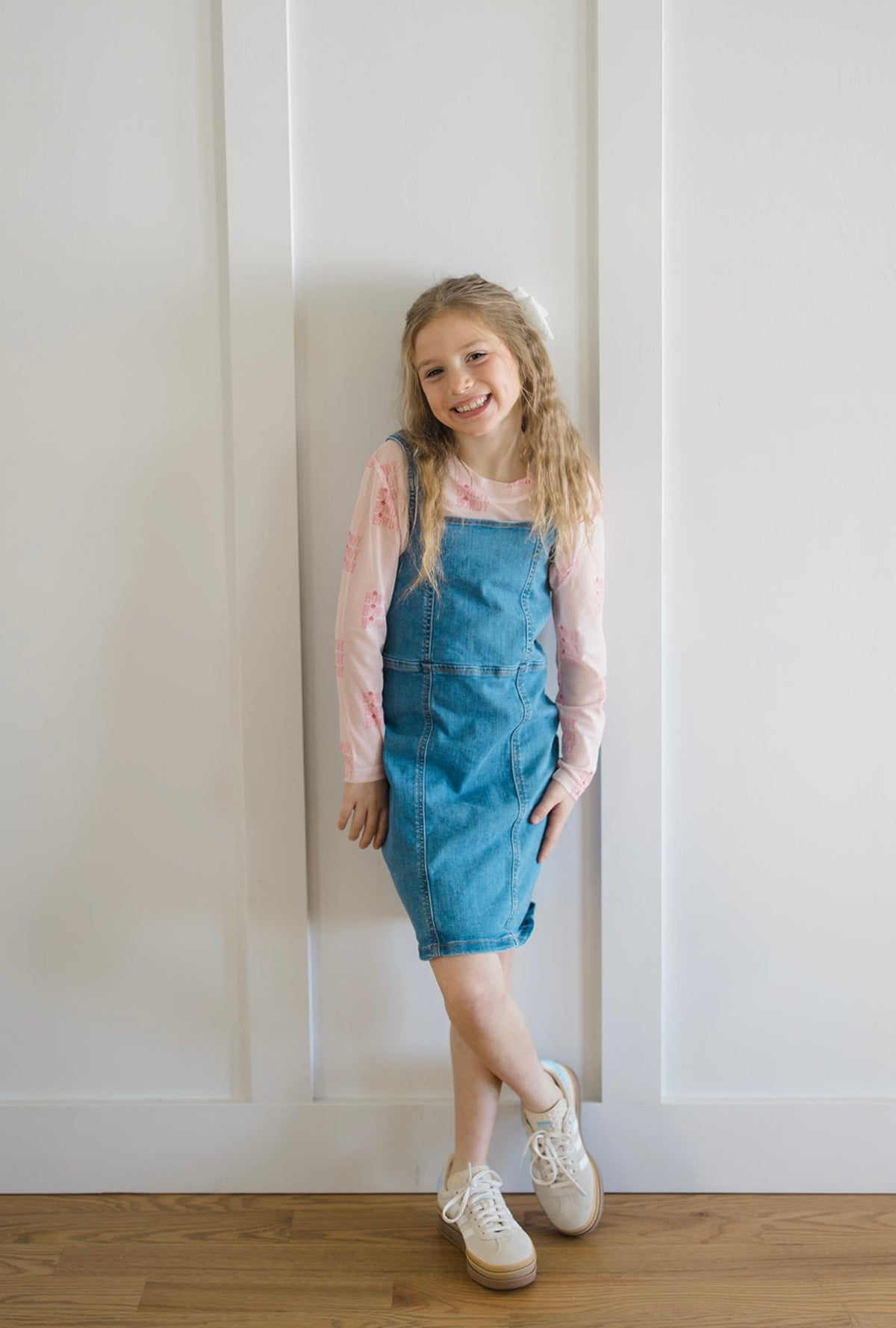 Kids Pink Howdy Sheer Mock Neck Top