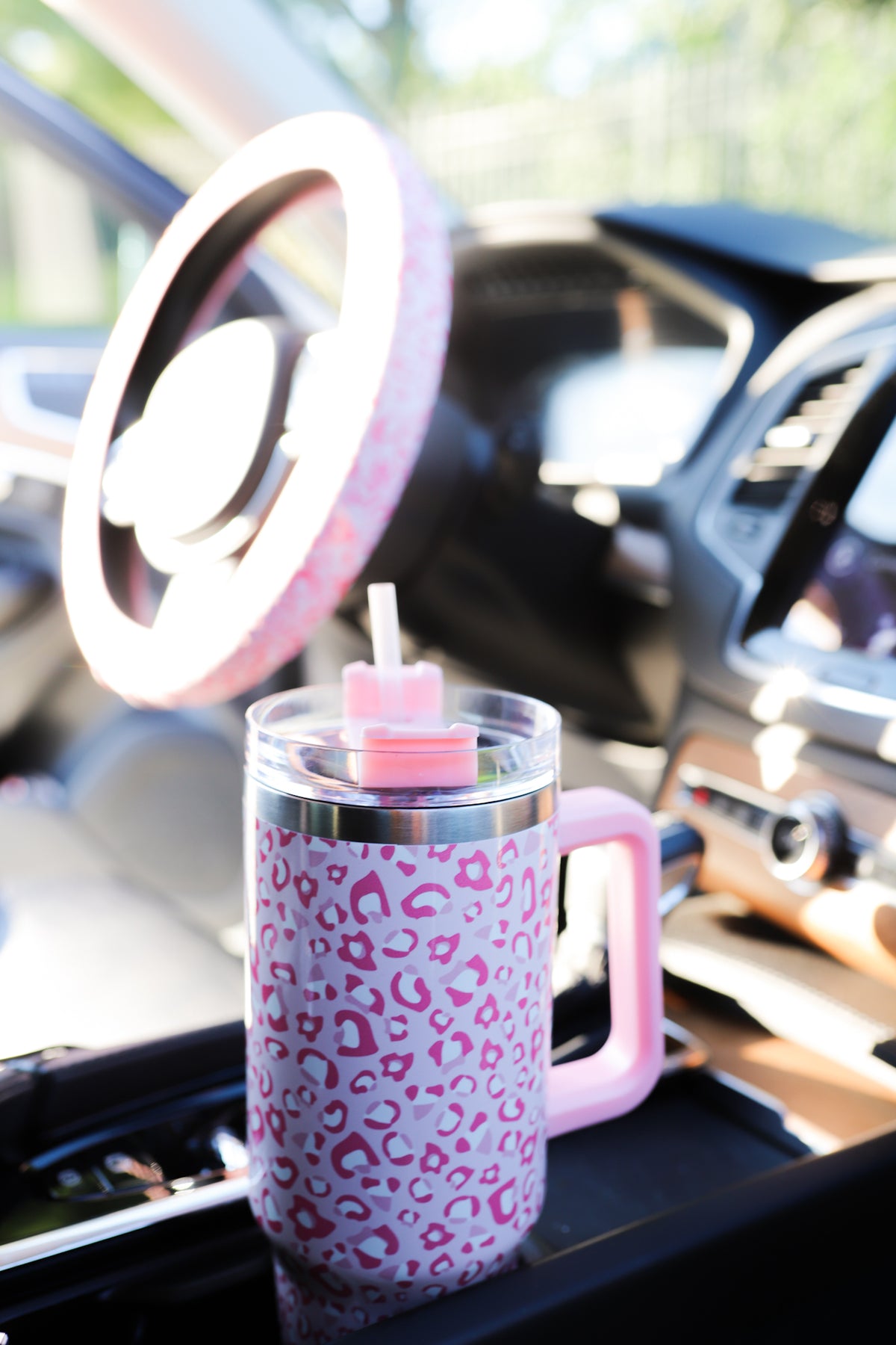 Pink Leopard Steering Wheel Cover