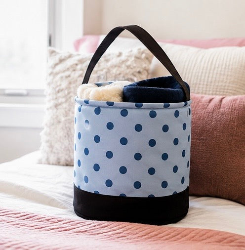 Blue Polka Dot Round Storage Bin
