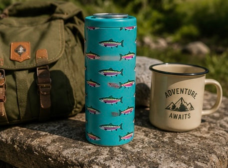 Hard Cooling Can in Teal Rainbow Trout