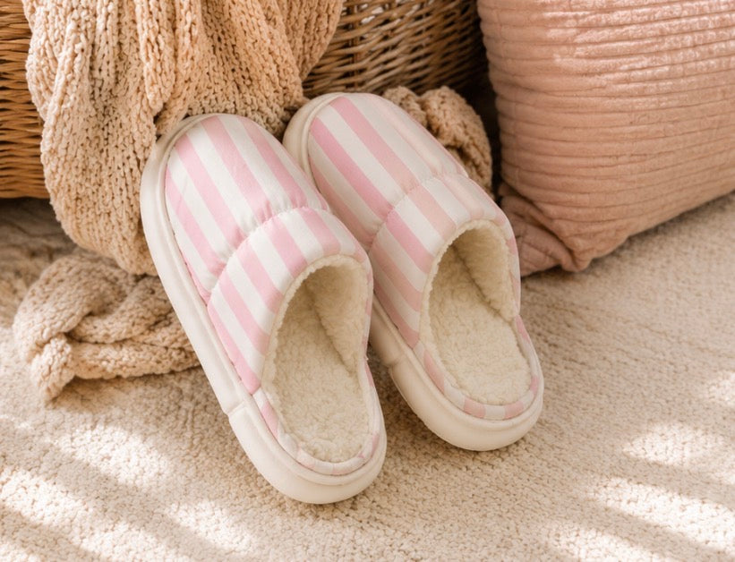 Pink Striped Slippers