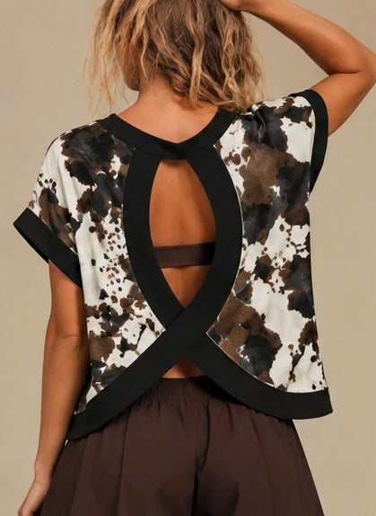 Brown Cowhide Cross-Back Shirt