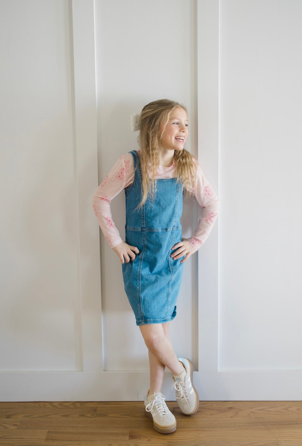 Kids Pink Howdy Sheer Mock Neck Top