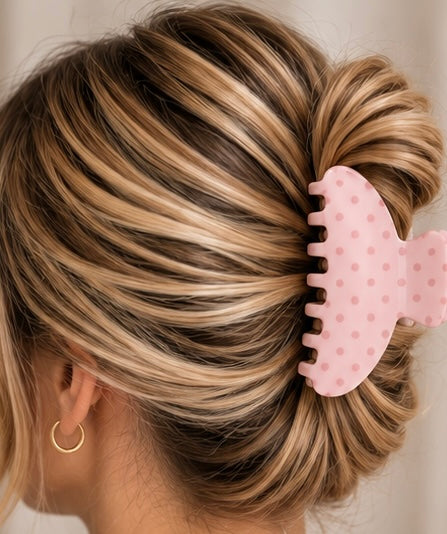 Pink Polka Dot Claw Clip