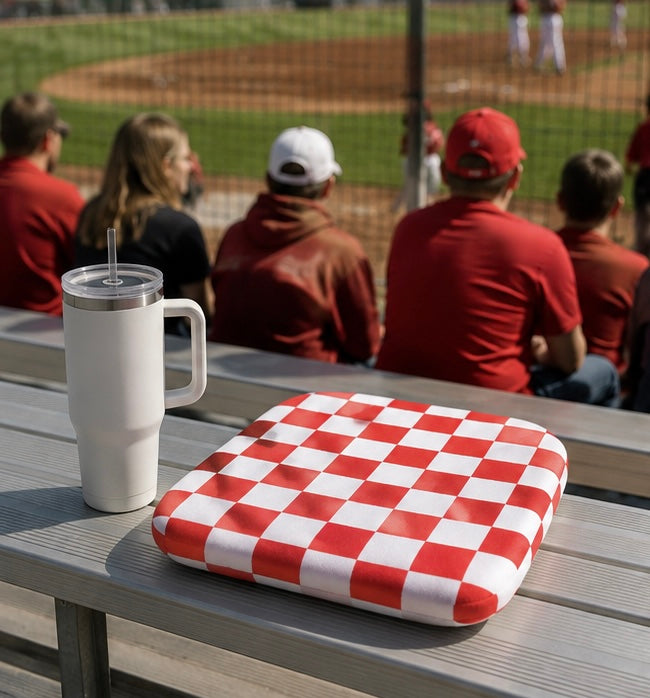Red and White Checkerboard Seat Cushion