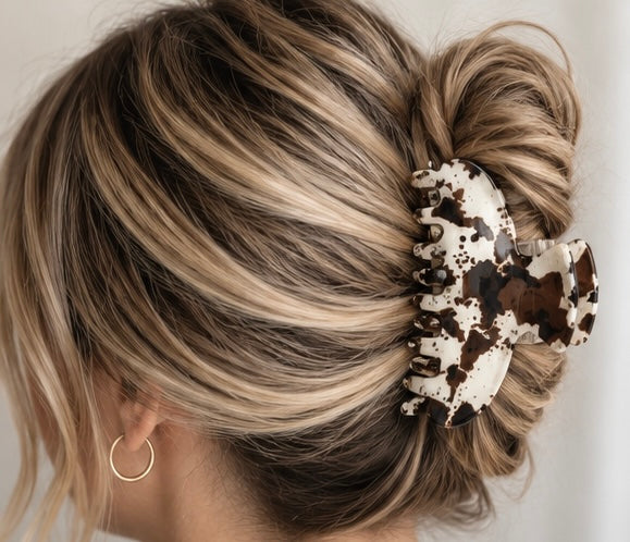 Brown Cowhide Claw Clip