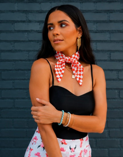 Red & White Checkerboard Buckaroo Scarf