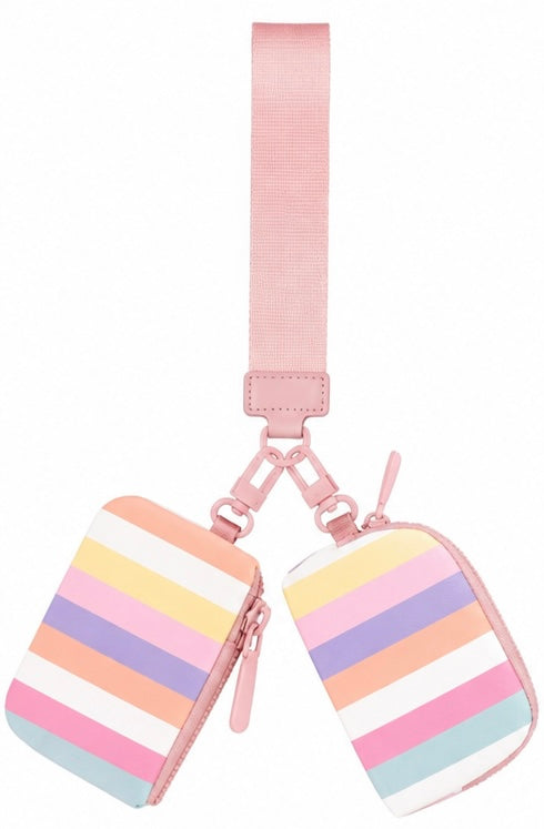 Rainbow Striped Dual Pouch Wristlet