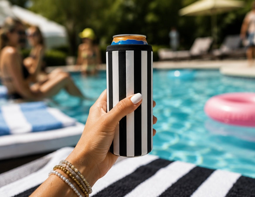 Hard Cooling Can in Black Striped