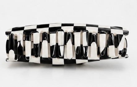 Black and White Checkerboard Claw Clip