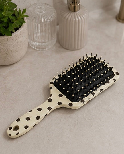 Cream Polka Dot Hairbrush