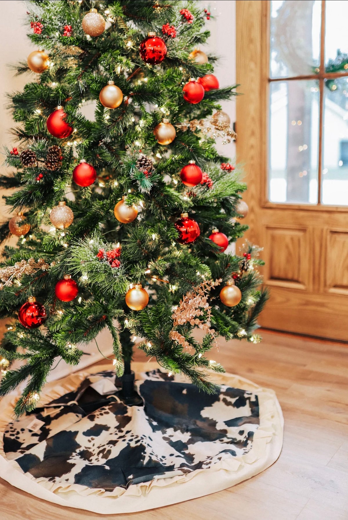 Brown Cowhide Christmas Tree Skirt
