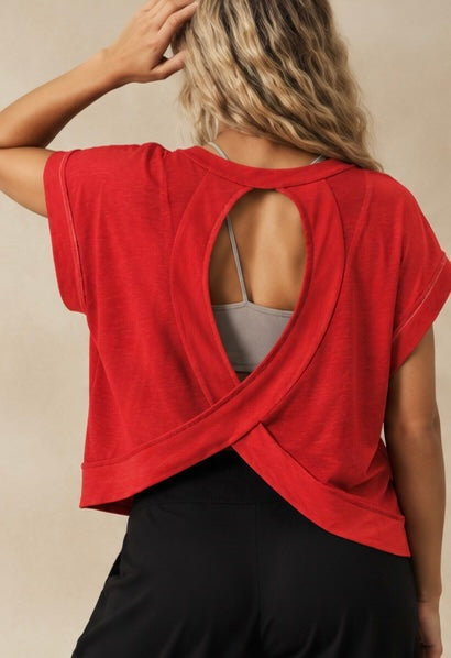 Red Cross-Back Shirt