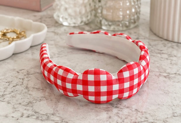 Red Gingham “Get Ready With Me” Skincare Headband