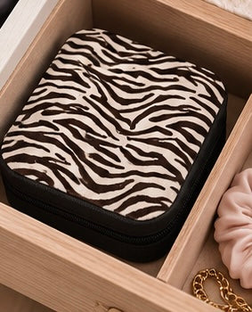 Zebra Striped Square Jewelry Case