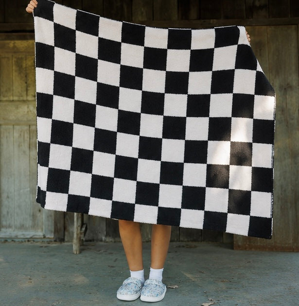 Black and White Checkerboard Throw Blanket