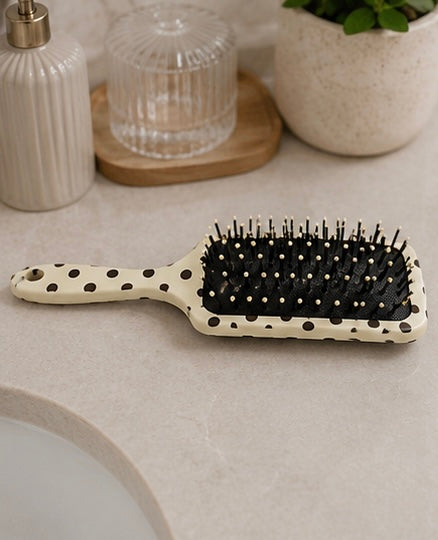 Cream Polka Dot Hairbrush