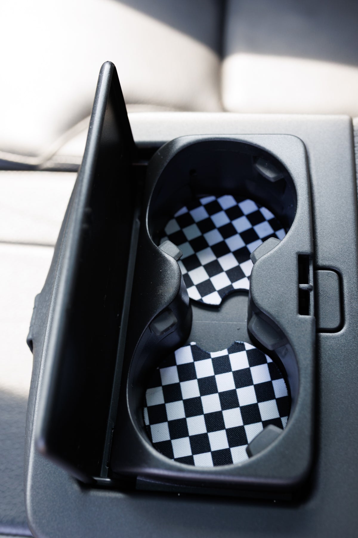 Black &amp; White Checkerboard Car Coasters 2-Pack