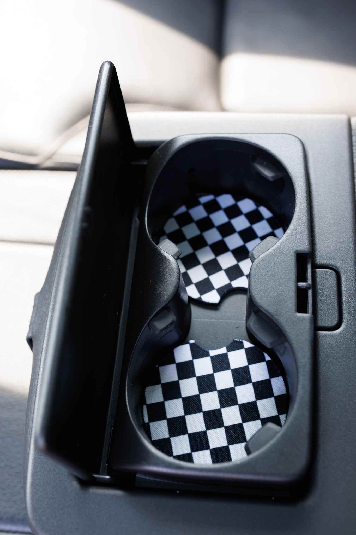 Black & White Checkerboard Car Coasters 2-Pack