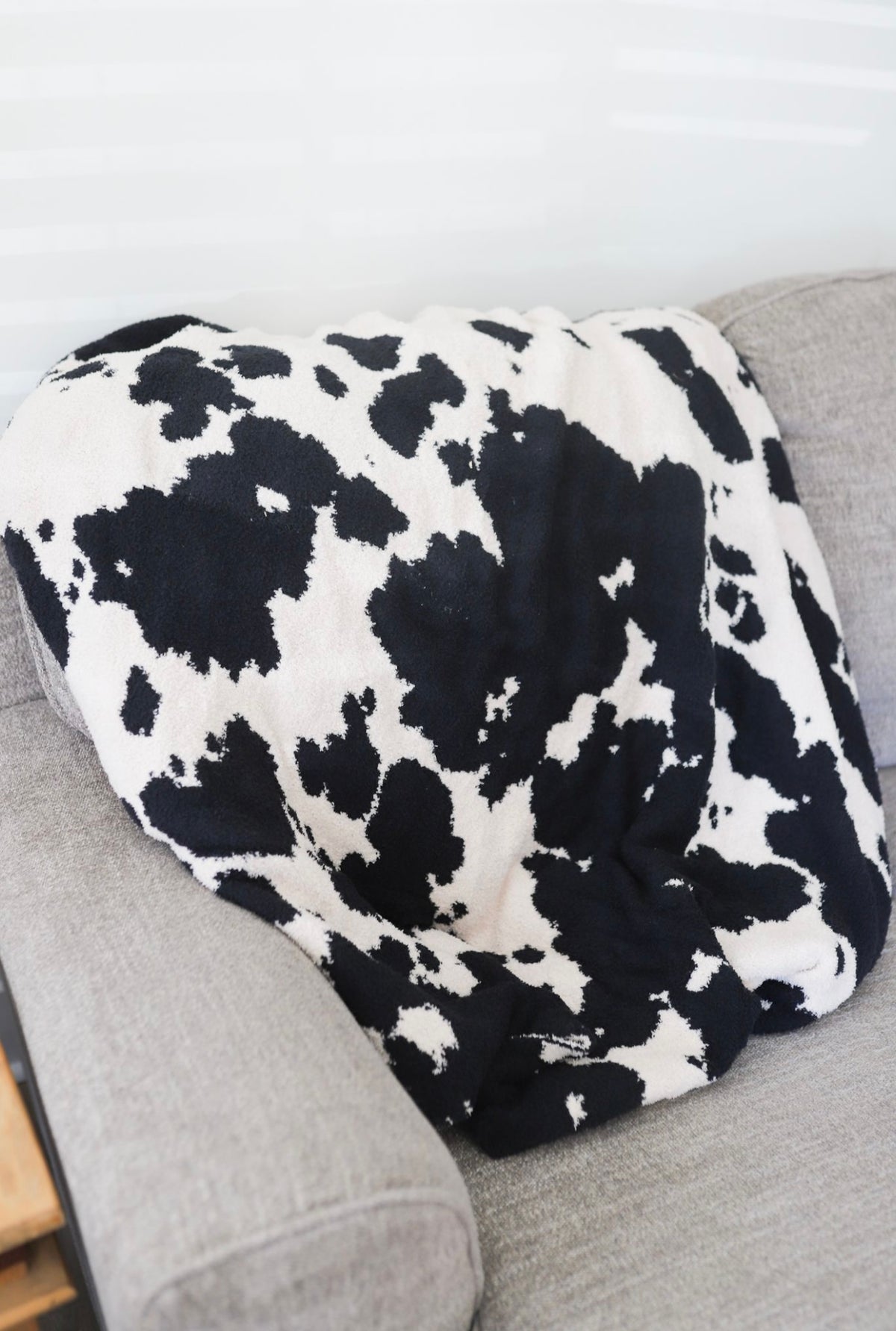 Black Cowhide Throw Blanket