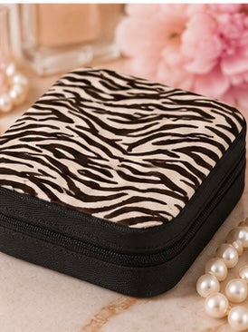 Zebra Striped Square Jewelry Case