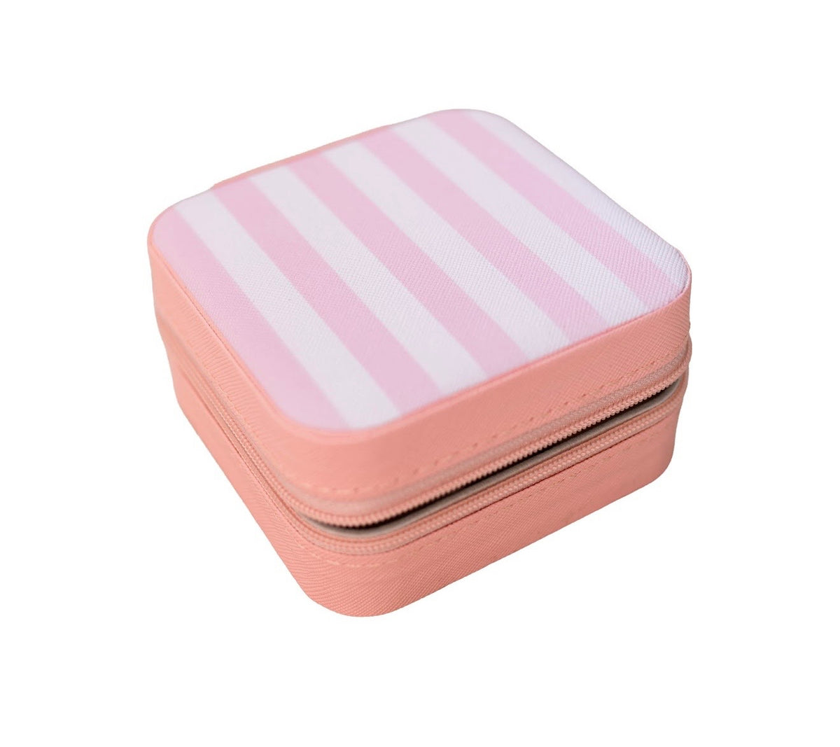 Pink Striped Square Jewelry Case