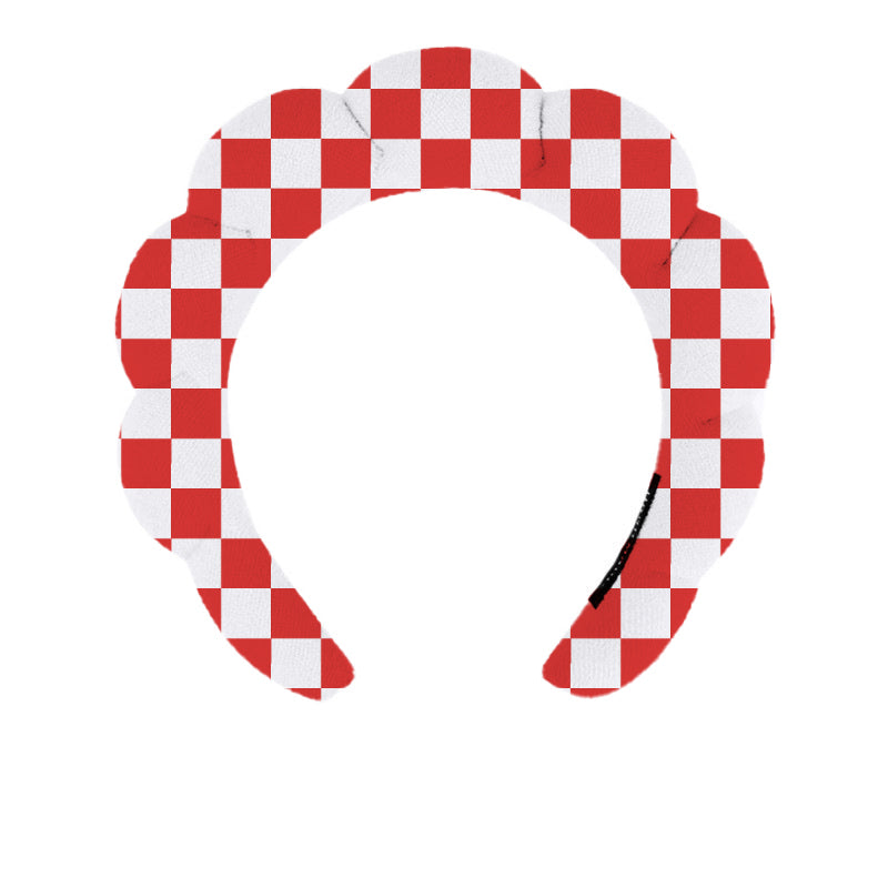 Red Checkerboard “Get Ready With Me” Skincare Headband