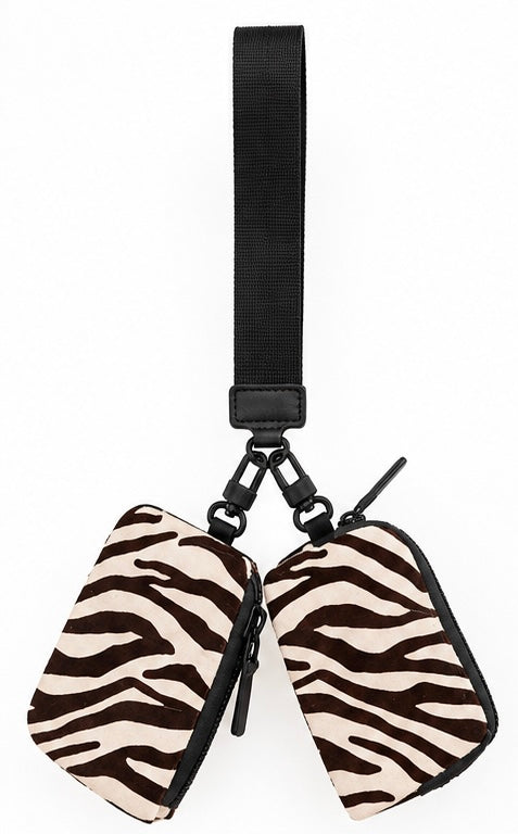 Zebra Striped Dual Pouch Wristlet