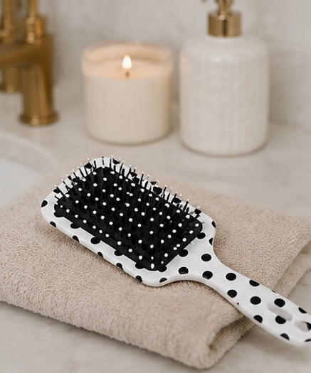 White Polka Dot Hairbrush