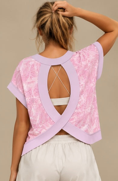 Pink Camo Cross-Back Shirt