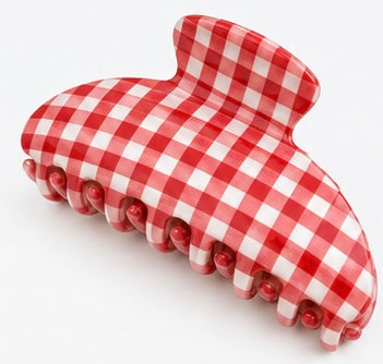 Red Gingham Claw Clip
