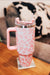 Pink Cowhide Tumbler with Handle