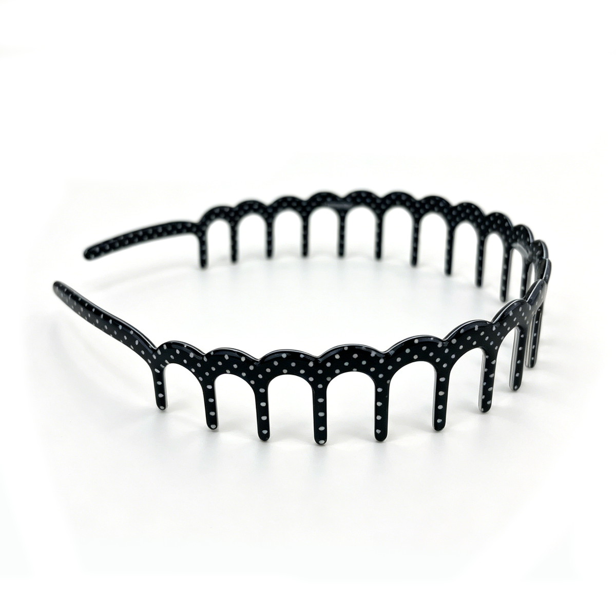 Black Polka Dot Zig-Zag Headband