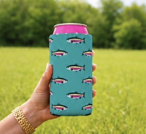 Blue Rainbow Trout Tall Coozie 2-Pack