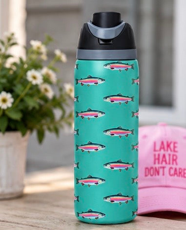 Teal Rainbow Trout Stainless Steel Water Bottle