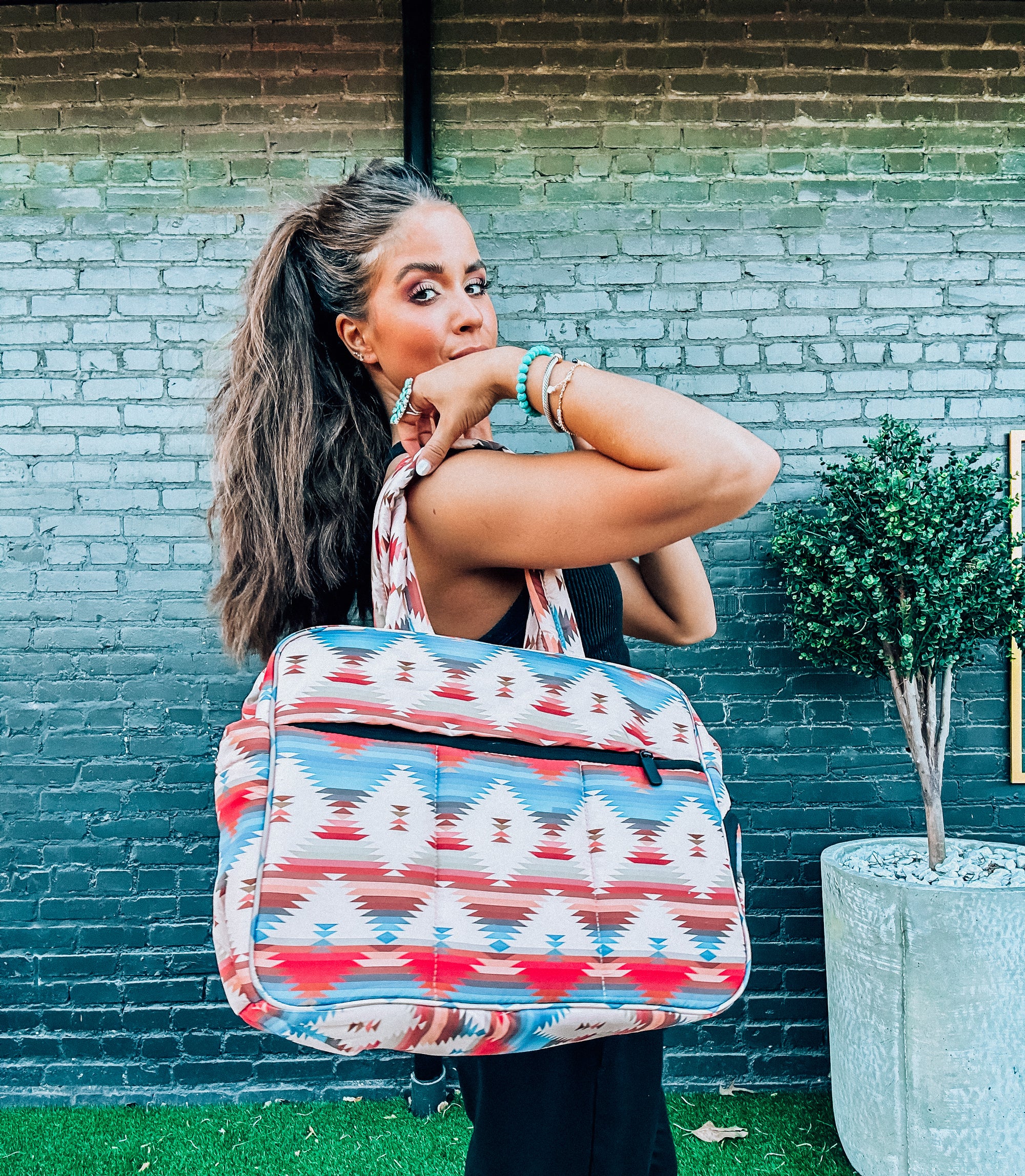 Puffer Duffel Bag in Aztec