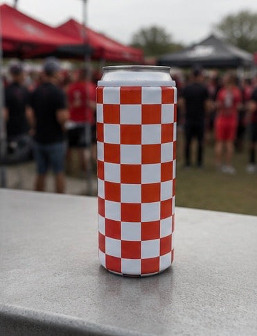 Hard Cooling Can in Red &amp; White Checkerboard