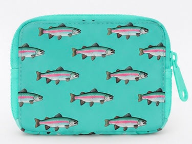 Teal Rainbow Trout Dual Pouch Wristlet
