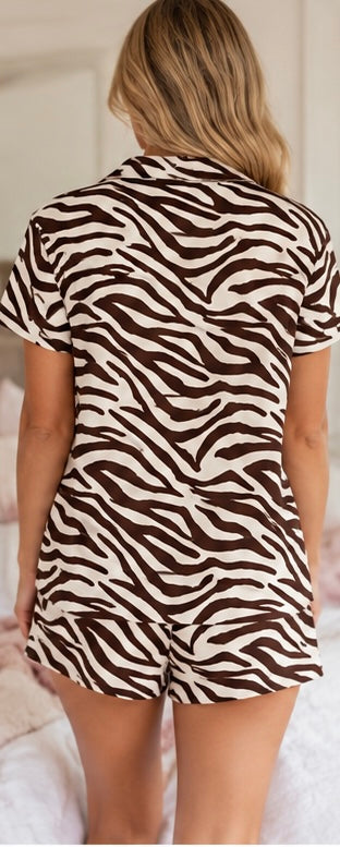 Zebra Striped Pajama Set