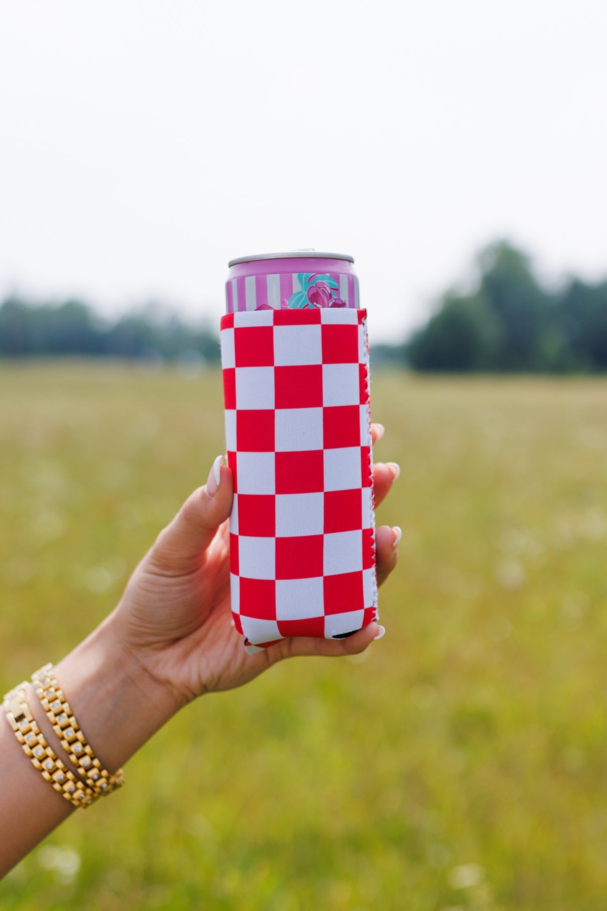 Red &amp; White Checkerboard Coozie 2-Pack