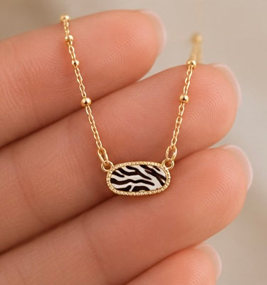 Gold Zebra Striped Necklace