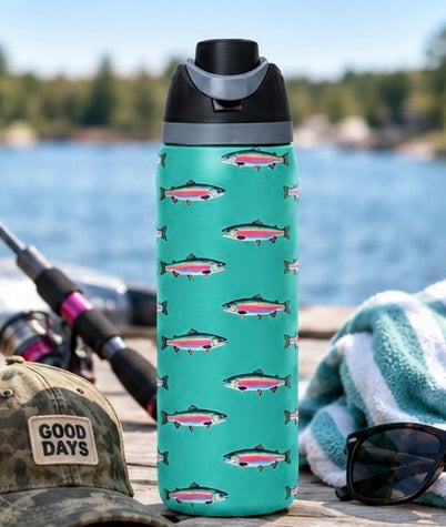 Teal Rainbow Trout Stainless Steel Water Bottle