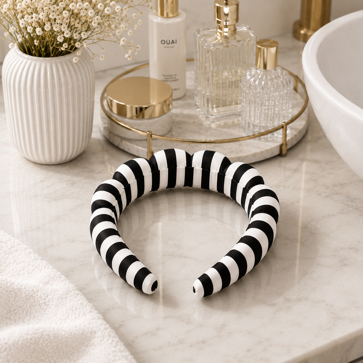 Black Striped “Get Ready With Me” Skincare Headband