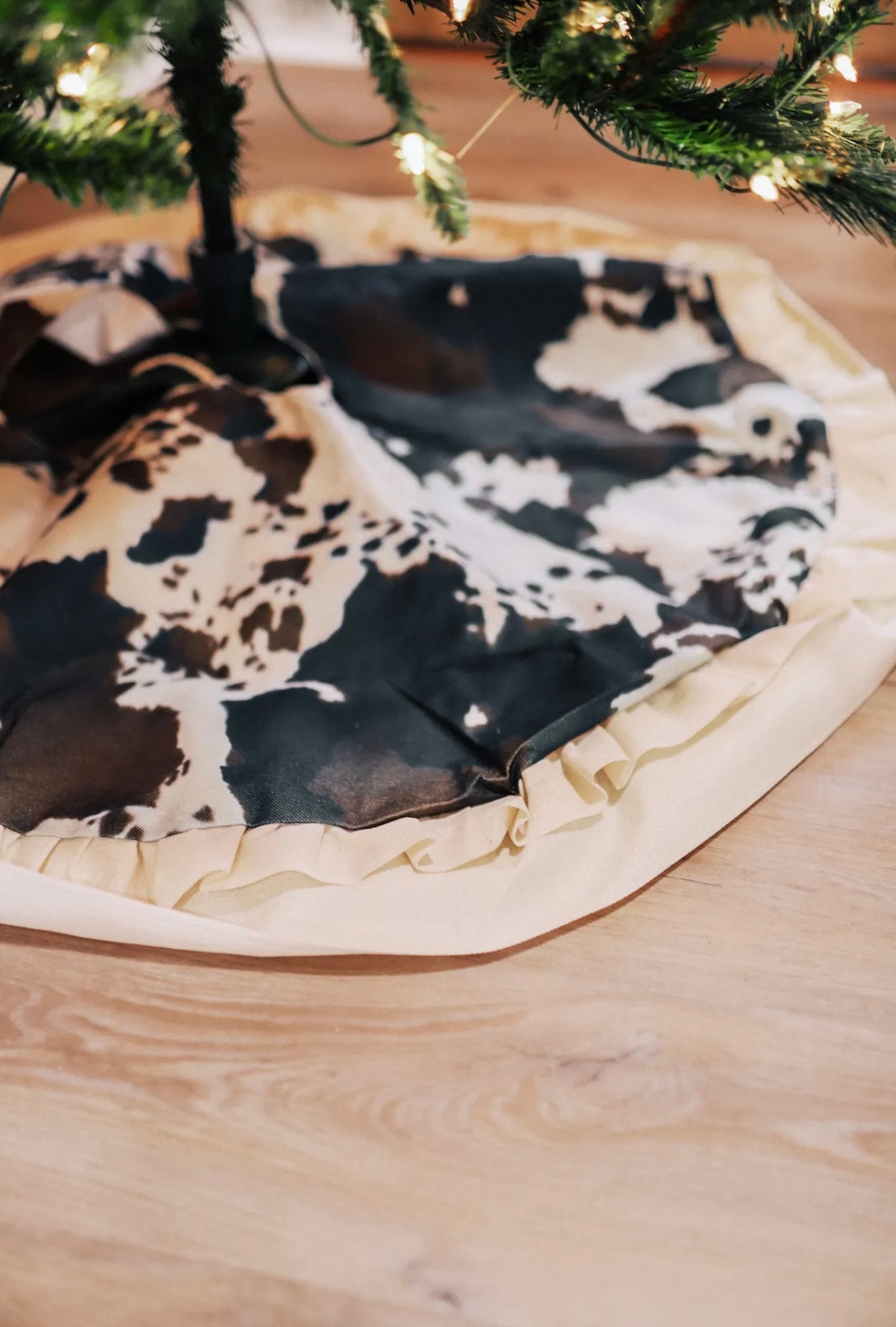 Brown Cowhide Christmas Tree Skirt