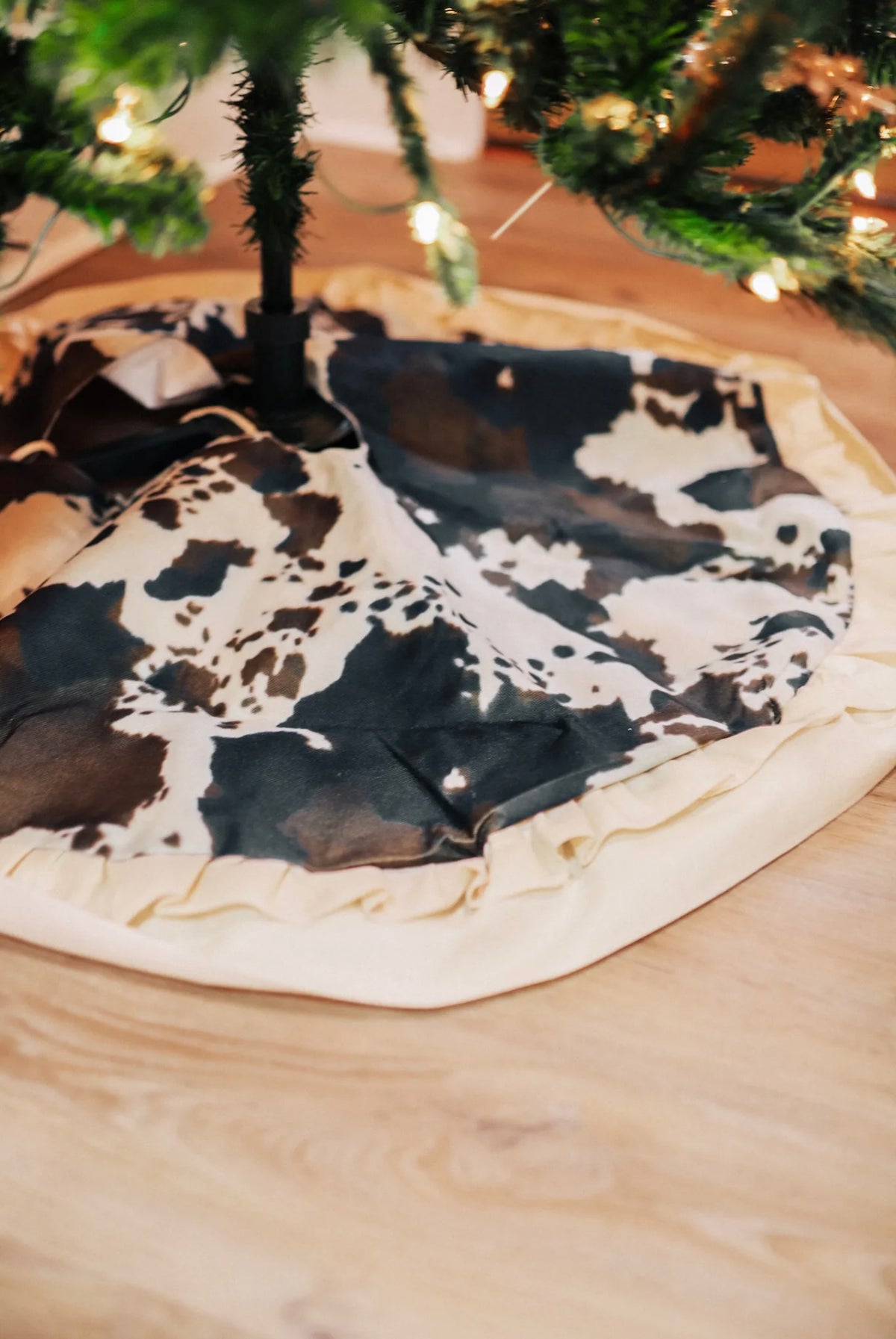 Brown Cowhide Christmas Tree Skirt