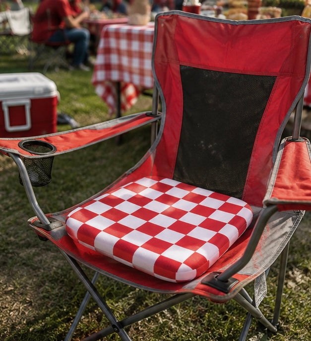 Red and White Checkerboard Seat Cushion